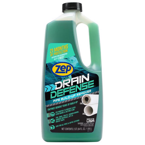 Zep Drain Defense Liquid Build-Up Remover 64 oz (Pack of 4)