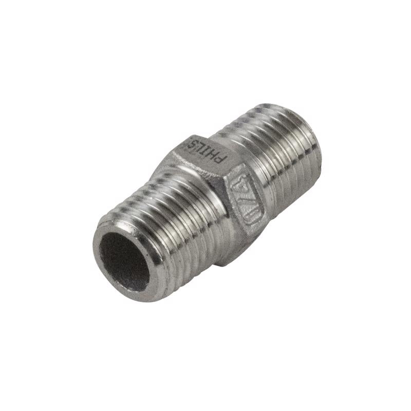 Niple B&K Proline de acero inoxidable, 4 pulg. de largo, 3/8 pulg. FIP intr. x 3/8 pulg. FIP extr.