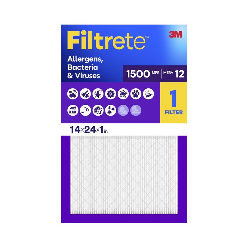 Filtrete 14 in. W X 24 in. H X 1 in. 1500 MPR Pleated Air Filter 1 pk (Pack of 4)