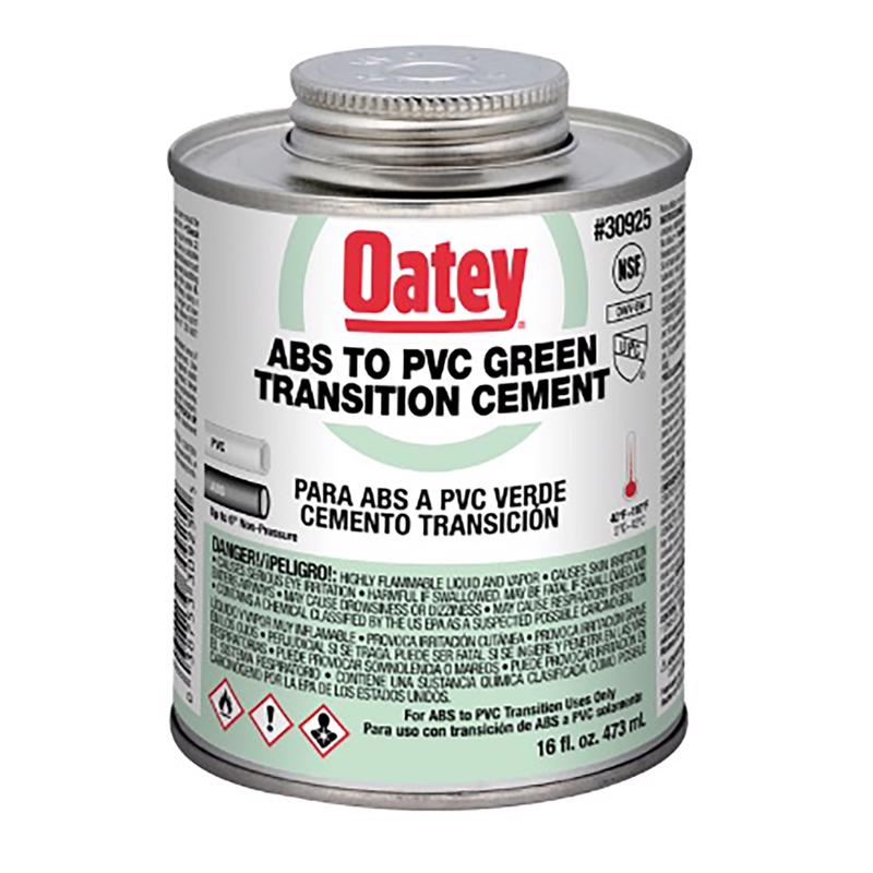 Oatey Green Transition Cement For ABS/PVC 16 oz