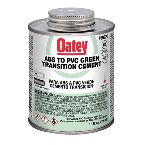 Oatey Green Transition Cement For ABS/PVC 16 oz