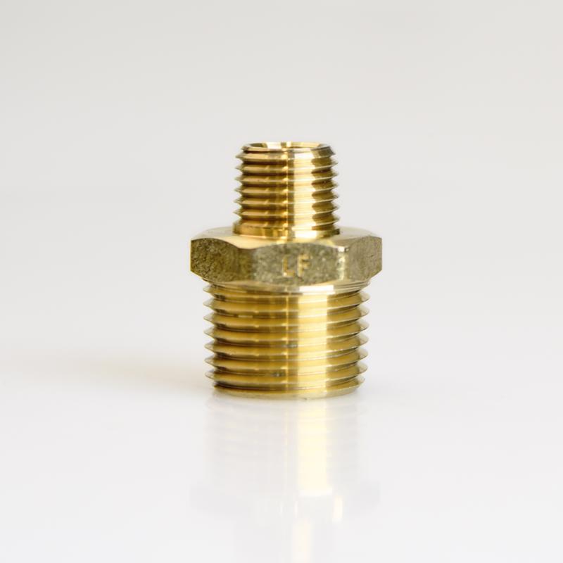 ATC 1/2 in. MPT X 1/4 in. D MPT Brass Reducing Hex Nipple (Pack of 5)