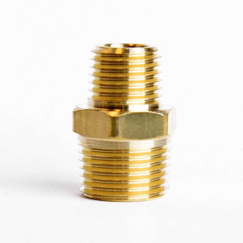 ATC 3/8 in. MPT X 1/4 in. D MPT Brass Reducing Hex Nipple (Pack of 5)
