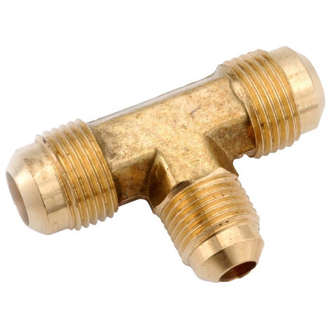 Anderson Metals 3/8 in. Flare in. X 1/2 in. D Flare Brass Reducing Tee (Pack of 5)