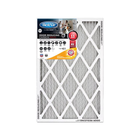 BestAir 16 in. W X 25 in. H X 1 in. Carbon 11 MERV Pleated Air Filter 1 pk (Pack of 6)