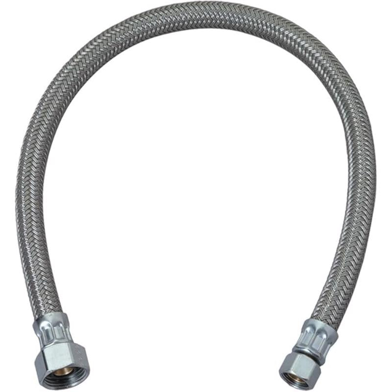 BrassCraft Plumbshop 3/8 in. Compression pc X 1/2 in. D FIP 16 in. Braided Stainless Steel Faucet Su