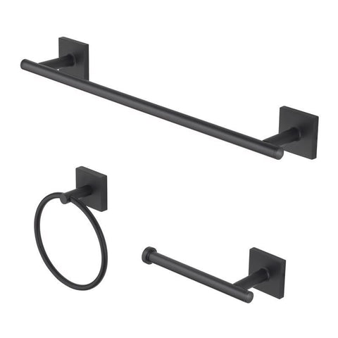 OakBrook Collection Matte Black Zinc Towel Bar Set