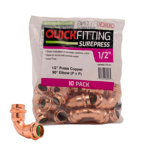 QuickFitting 1/2 in. Press each X 1/2 in. D Press each Copper 90 Degree Elbow 10 pk