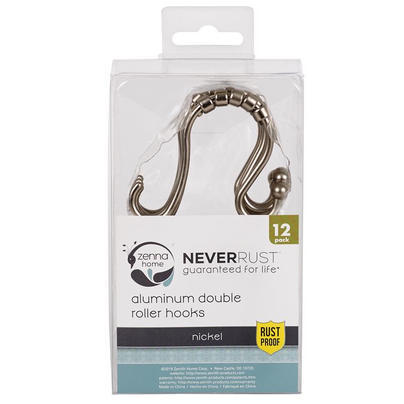 Zenna Home Brushed Nickel Silver Metal Shower Curtain Rings 1 pk
