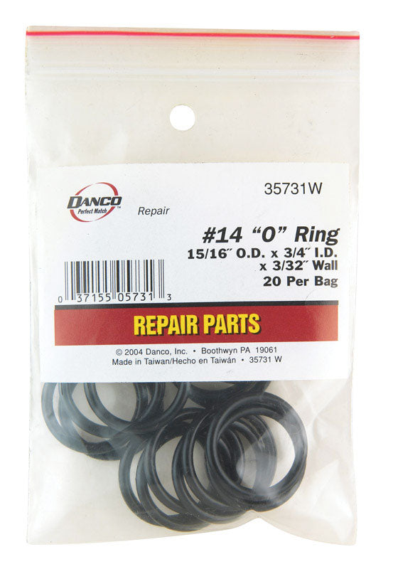 Danco 15/16 in. D X 3/4 in. D #14 Rubber O-Ring 20 pk