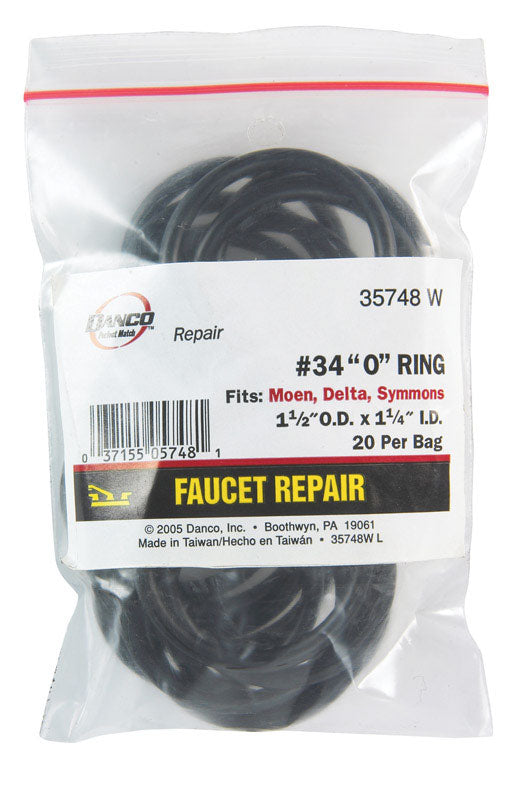 Danco 1-1/2 in. D X 1-1/4 in. D #34 Rubber O-Ring 1 pk