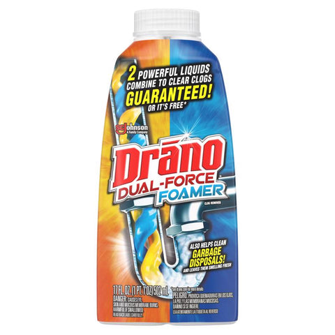 Drano Dual Force Liquid Clog Remover 17 oz (Pack of 8)