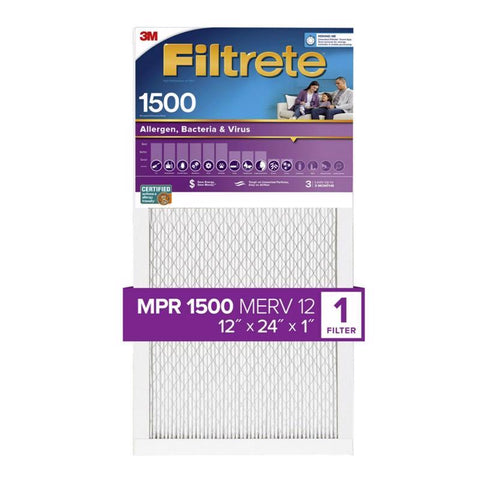 Filtrete 12 in. W X 24 in. H X 1 in. 1500 MPR Pleated Allergen Air Filter 1 pk (Pack of 4)