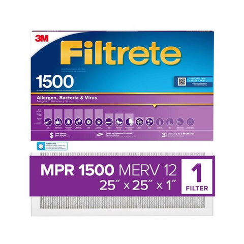 Filtrete 25 in. W X 25 in. H X 1 in. 1500 MPR Pleated Air Filter 1 pk (Pack of 4)