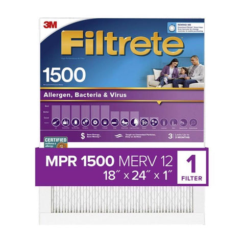 Filtrete 18 in. W X 24 in. H X 1 in. 1500 MPR Pleated Air Filter 1 pk (Pack of 4)