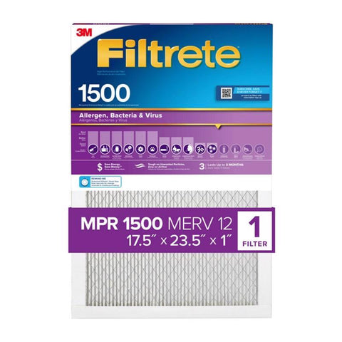Filtrete 17-1/2 in. W X 23-1/2 in. H X 1 in. 1500 MPR Pleated Air Filter 1 pk (Pack of 4)