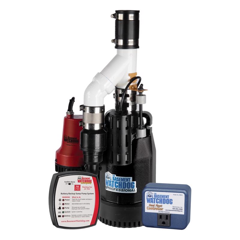 The Basement Watchdog 1/3 HP 3,720 gph Cast Iron Dual Reed Switch AC Backup Sump Pump 10 ft