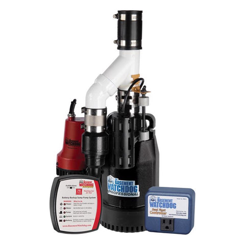 The Basement Watchdog 1/3 HP 3,720 gph Cast Iron Dual Reed Switch AC Backup Sump Pump 10 ft
