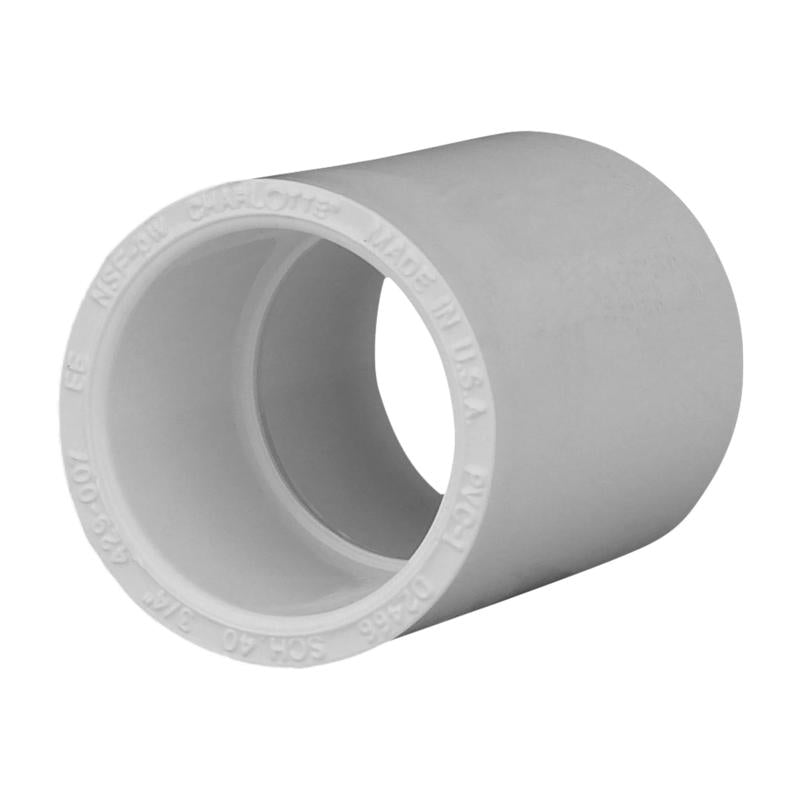 Charlotte Pipe Schedule 40 3/4 in. Slip X 3/4 in. D Slip PVC Coupling 1 pk (Pack of 25)