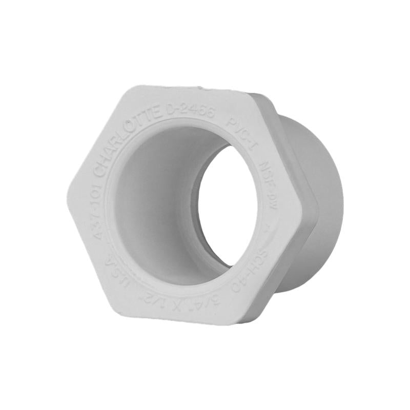 Charlotte Pipe Schedule 40 3/4 in. Spigot X 1/2 in. D Slip PVC Reducing Bushing 1 pk (Pack of 25)