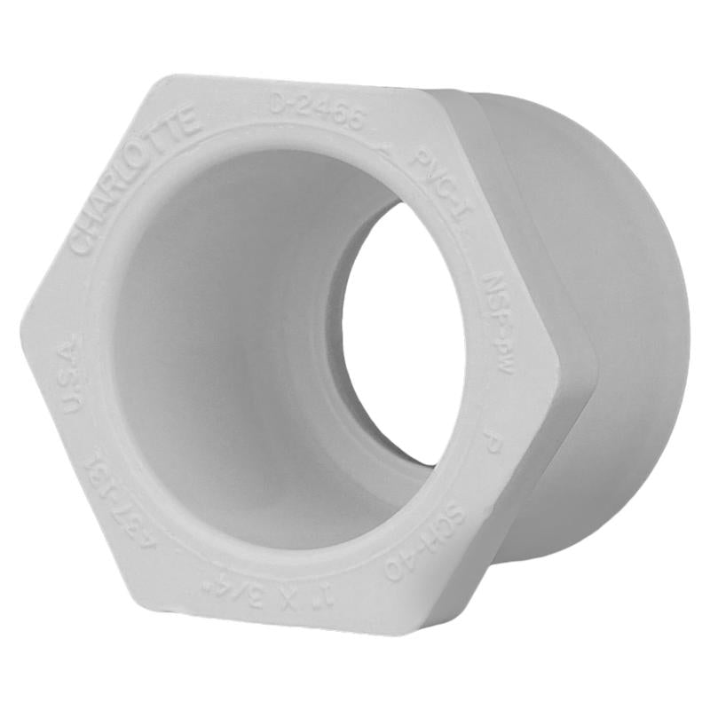 Charlotte Pipe Schedule 40 1 in. Slip X 3/4 in. D Slip PVC Reducing Bushing 1 pk (Pack of 25)