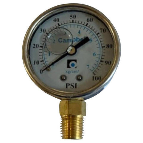 Campbell Stainless Steel 1/4 in. Liquid Filled Pressure Guage
