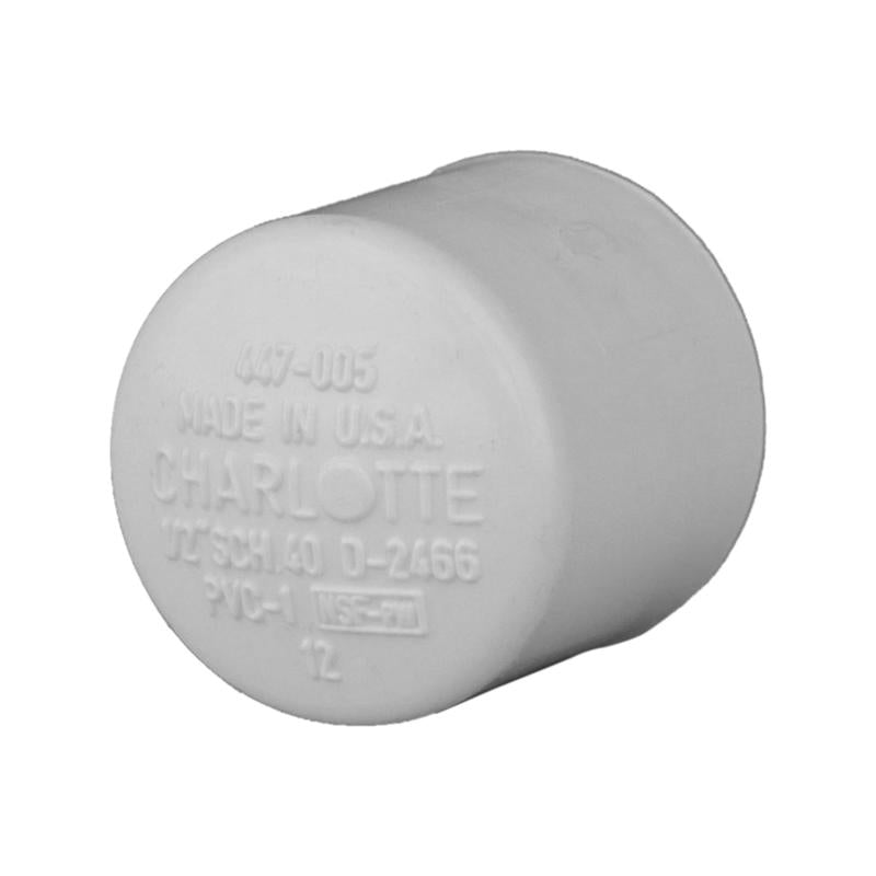 Charlotte Pipe Schedule 40 1/2 in. Slip PVC Cap 1 pk (Pack of 25)