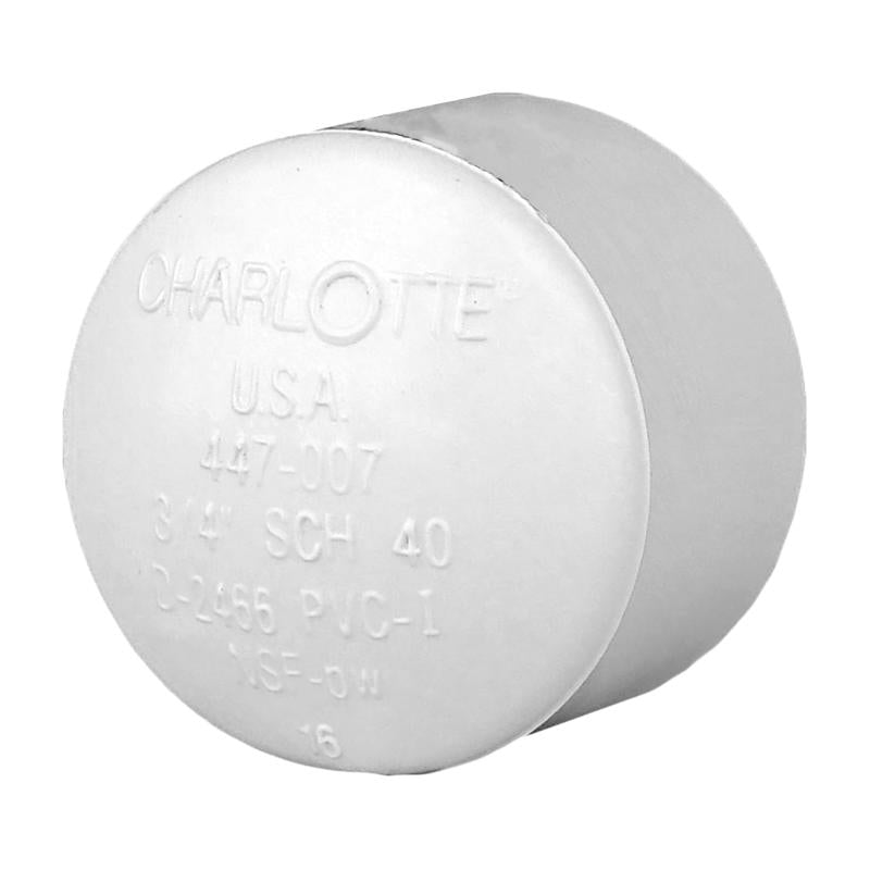 Charlotte Pipe Schedule 40 3/4 in. Socket X 3/4 in. D Socket PVC Cap 1 pk (Pack of 25)