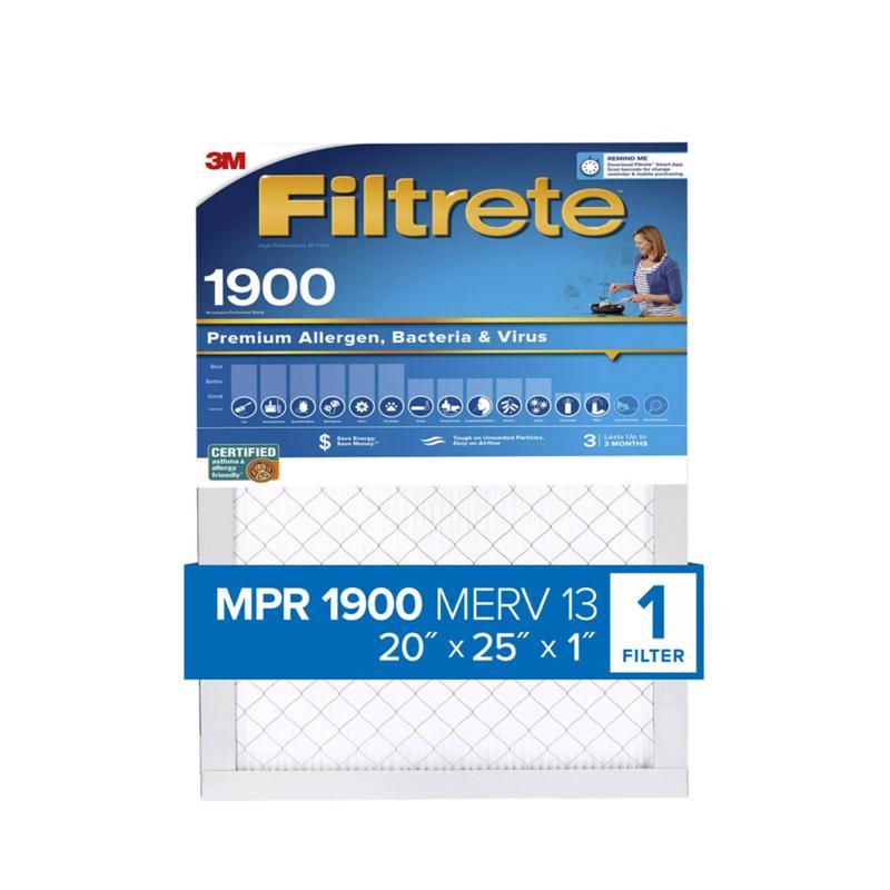 Filtrete 20 in. W X 25 in. H X 1 in. Polypropylene 1900 MPR Pleated Air Filter 1 pk (Pack of 4)
