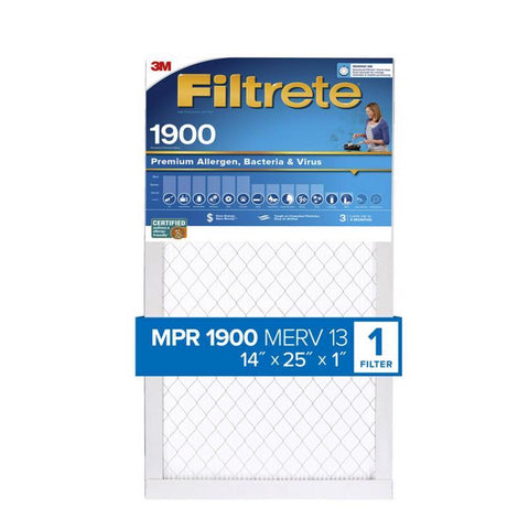 Filtrete 14 in. W X 25 in. H X 1 in. Polypropylene 1900 MPR Pleated Allergen Air Filter 1 pk (Pack of 4)
