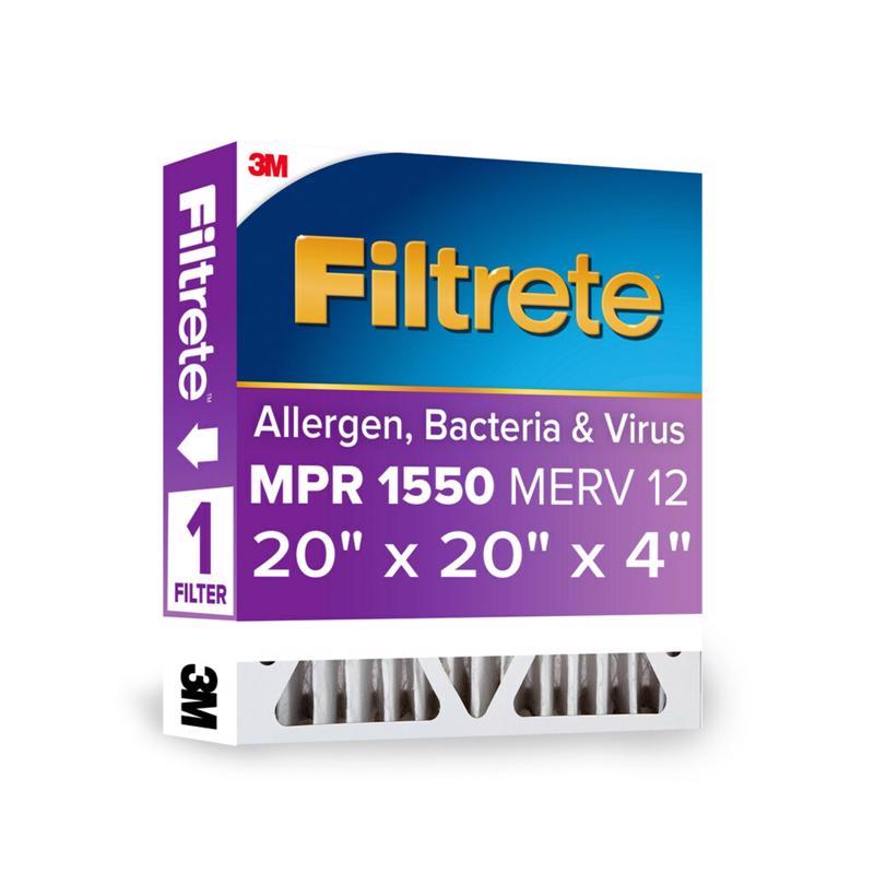 3M Filtrete 20 in. W X 20 in. H X 4 in. Polyester 12 MERV Pleated Allergen Air Filter 1 pk (Pack of 4)