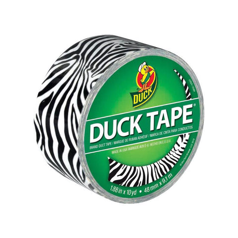 Cinta de ducto Duck de 1,88 pulg. de ancho × 10 yd de largo, diseño de cebra en zigzag blanco y negro