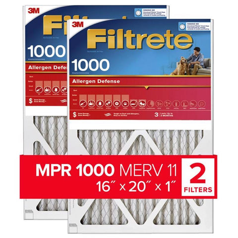 Filtrete 16 in. W X 20 in. H X 1 in. Polypropylene 1000 MPR Pleated Air Filter 2 pk (Pack of 3)