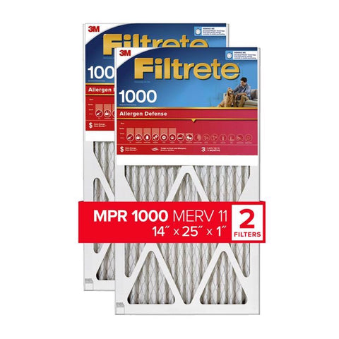Filtrete 14 in. W X 25 in. H X 1 in. 1000 MPR Pleated Air Filter 2 pk (Pack of 3)