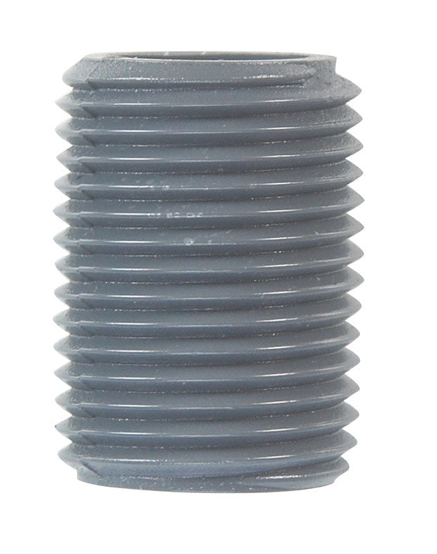 B&K Schedule 80 1/2 in. MIP X 1/2 in. D MIP PVC Close Nipple 1 pk (Pack of 10)