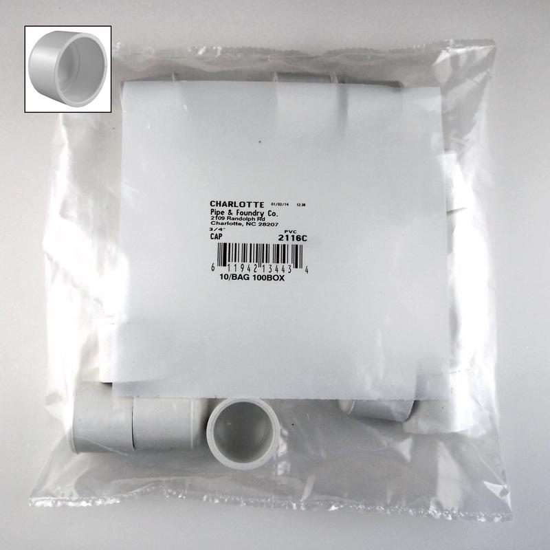 Charlotte Pipe Schedule 40 3/4 in. Slip PVC Cap 10 pk