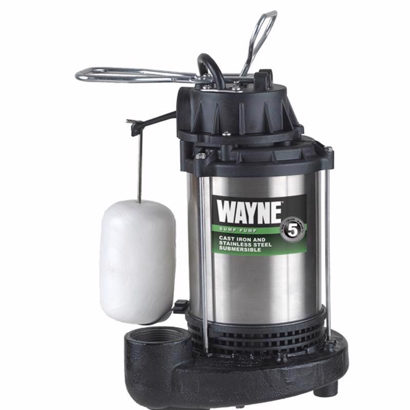 Wayne 1 HP 6100 gph Stainless Steel Vertical Float Switch AC Sump Pump 8 ft
