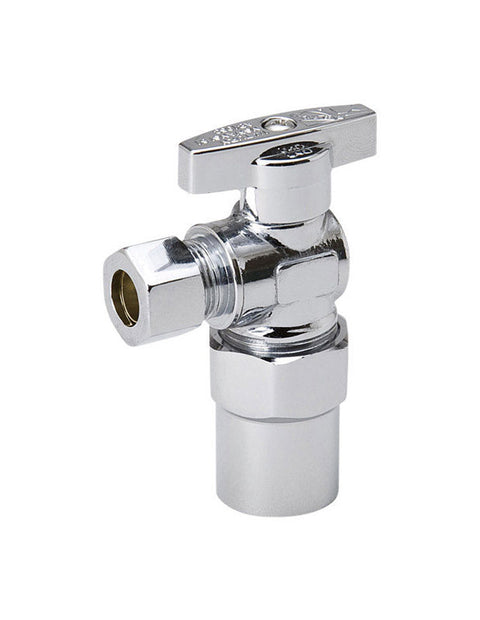 ProLine 1/2 in. Compression X 3/8 in. Compression Chrome Plated Angle Stop Valve