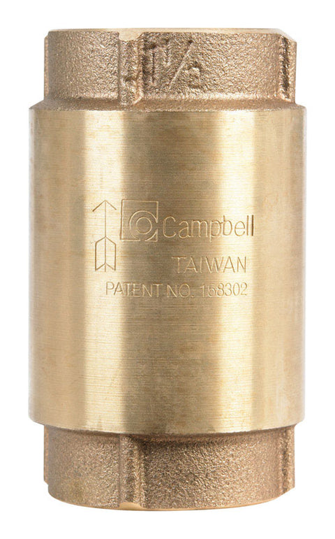 Campbell 1-1/2 in. D X 1-1/2 in. D FNPT x FNPT Red Brass Spring Loaded Check Valve