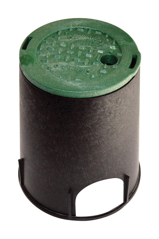 NDS 6 in. W X 8-3/8 inch in. D X 9-1/16 in. H Round Valve Box with Overlapping Cover Black/Green