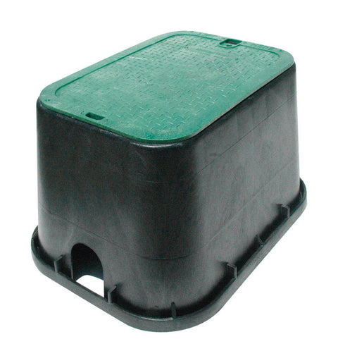 NDS 21 in. W X 16 in. D X 12-1/4 in. H Rectangular Valve Box with Overlapping Cover Black/Green