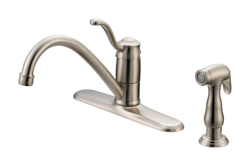 Oakbrook Collection Tucana One Handle Brushed Nickel Kitchen Faucet Side Sprayer Included