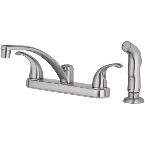 Oakbrook Collection Essentials Two Handle Brushed Nickel Kitchen Faucet Side Sprayer Included