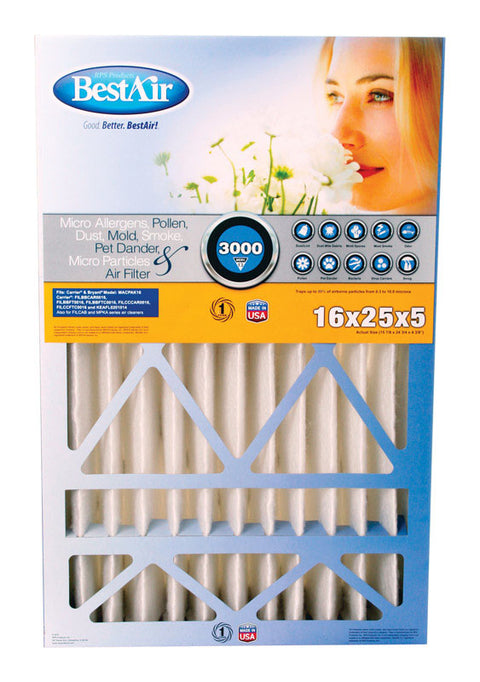 BestAir 16 in. W X 25 in. H X 5 in. 13 MERV Pleated Air Filter 1 pk