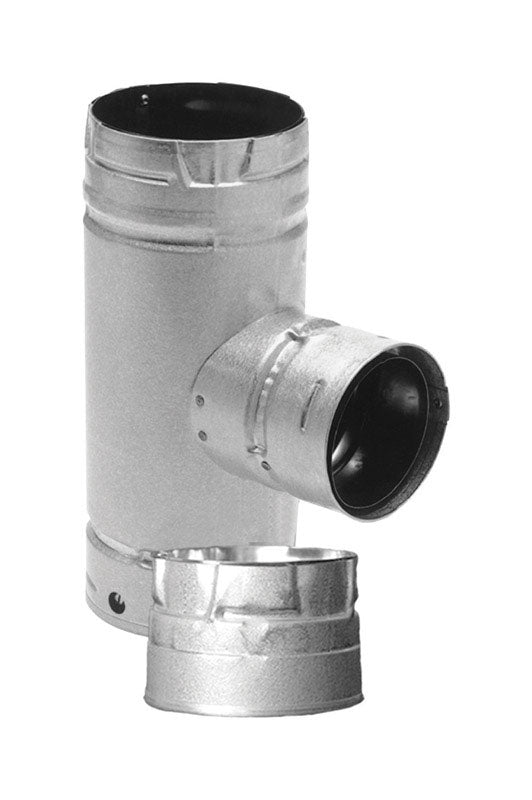 DuraVent 4 in. X 3 in. X 4 in. Galvanized Steel Tee with Clean-Out Cap (Pack of 2)