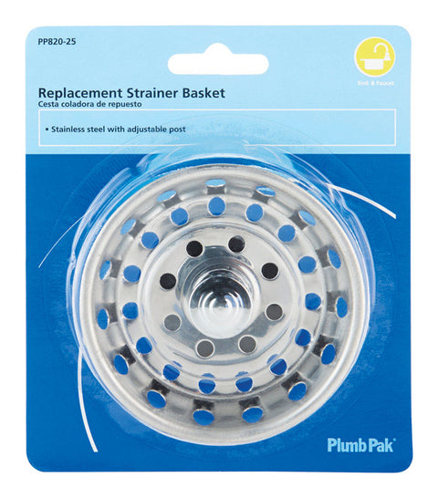 Plumb Pak 3-1/2 in. D Chrome Silver Stainless Steel Replacement Strainer Basket