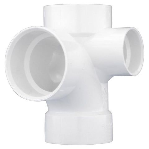 Charlotte Pipe Schedule 40 3 in. Hub X 3 in. D Hub PVC Reducing Double Fixture Fitting Tee 1 pk