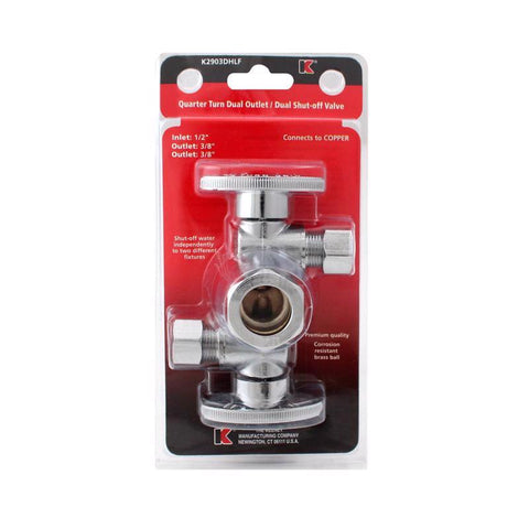 Keeney 3/8 in. Compression X 3/8 in. Compression Brass Dual Outlet Angle Stop