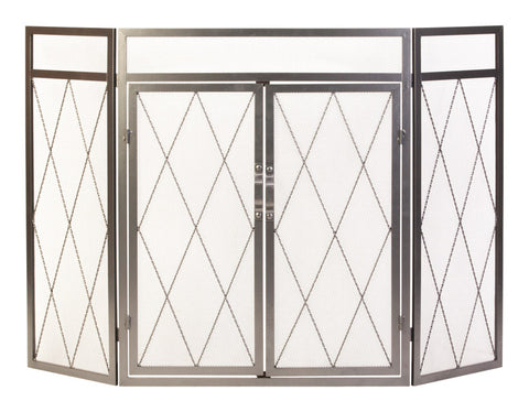 Panacea Open Hearth Black Antique Steel Fireplace Screen