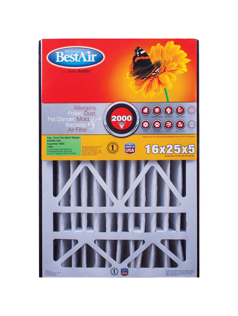 BestAir 16 in. W X 25 in. H X 5 in. 11 MERV Pleated Air Filter 1 pk (Pack of 3)